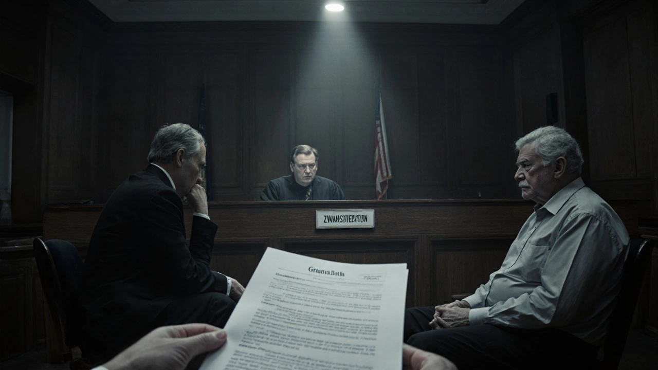 Ein deutsches Gerichtsverfahren zur Zwangsverwaltung mit Richter und Gläubiger.