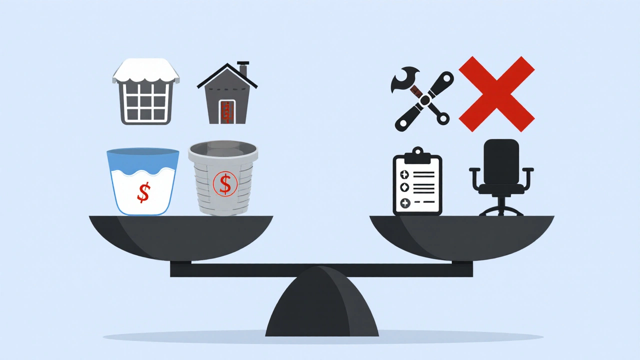 Waage mit erlaubten und verbotenen Kostenposten bei der Nebenkostenabrechnung.