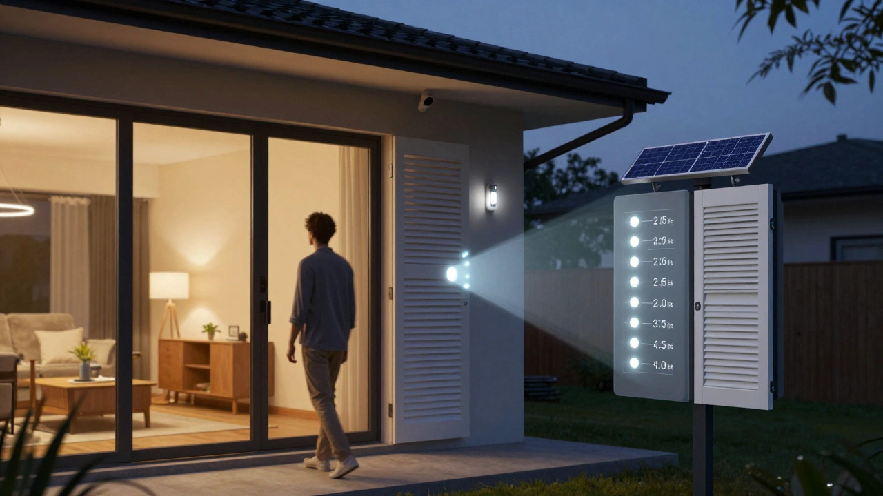 Zukünftiges Smart-Home mit künstlicher Intelligenz, das Licht automatisch nach Nutzerverhalten anpasst.