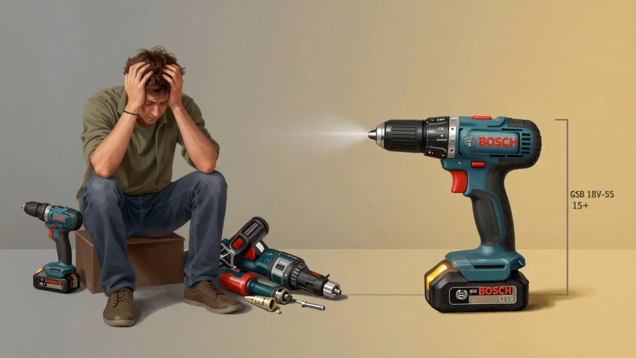 Ein Heimwerker ersetzt jahrelang billige Bohrer, während ein Profi-Gerät über 15 Jahre zuverlässig bleibt.
