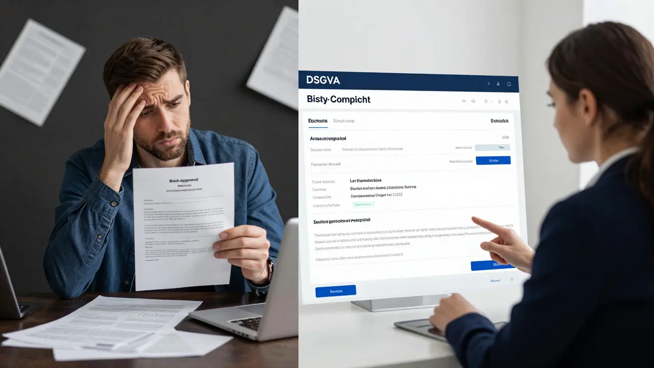 Vergleich: chaotischer Verkauf mit unklarer Finanzierung vs. geordneter Prozess mit nachgewiesener Zahlungsfähigkeit.