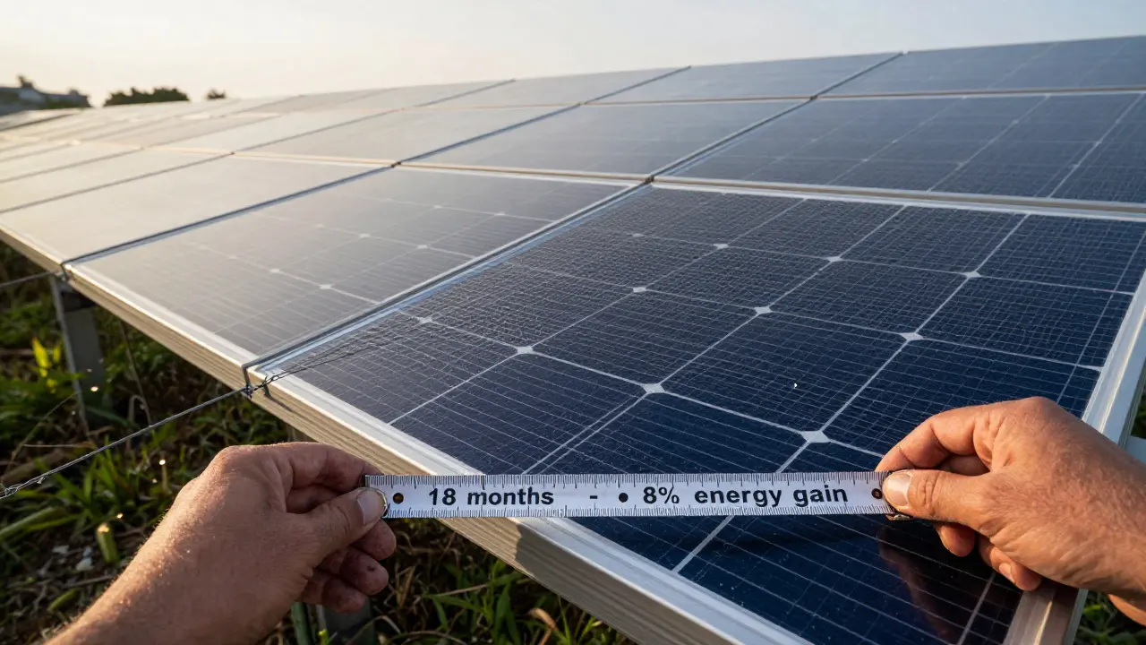 Vogelschutznetz über Solarmodulen, das Nistplätze verhindert und die Energieausbeute erhöht.